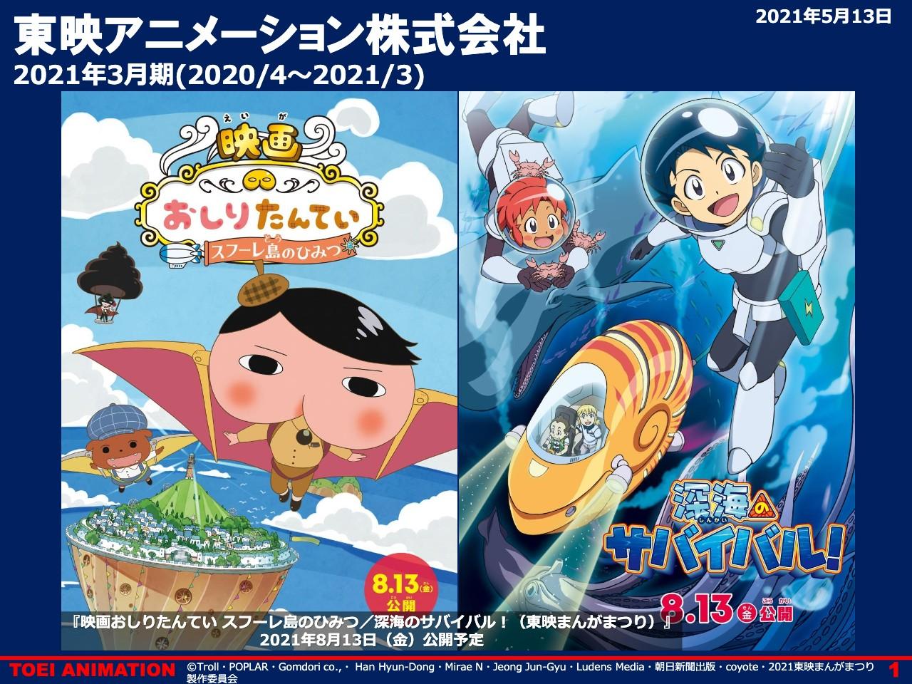 東映アニメーション、売上高・各利益は減収減益　コロナ禍による興行収入の伸び悩みや店舗の営業自粛等が響く